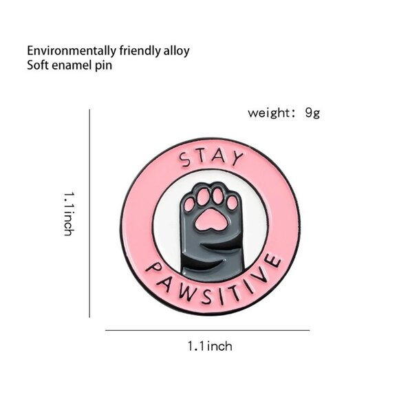 NEW| Stay Pawsitive Cat Paw Enamel Brooch Pin Accessories - Picture 6 of 7